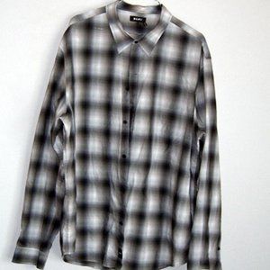 Men's L/S DKNY Dress / Casual Shirt Black/Gray Plaid SZ XL Mint Condition